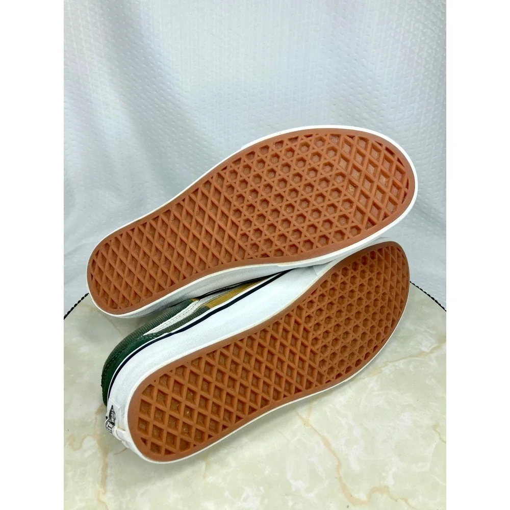 Vans Multi Color Block Skater Shoes Women 8.5 Green Tan Patchwork Retro Sneakers
